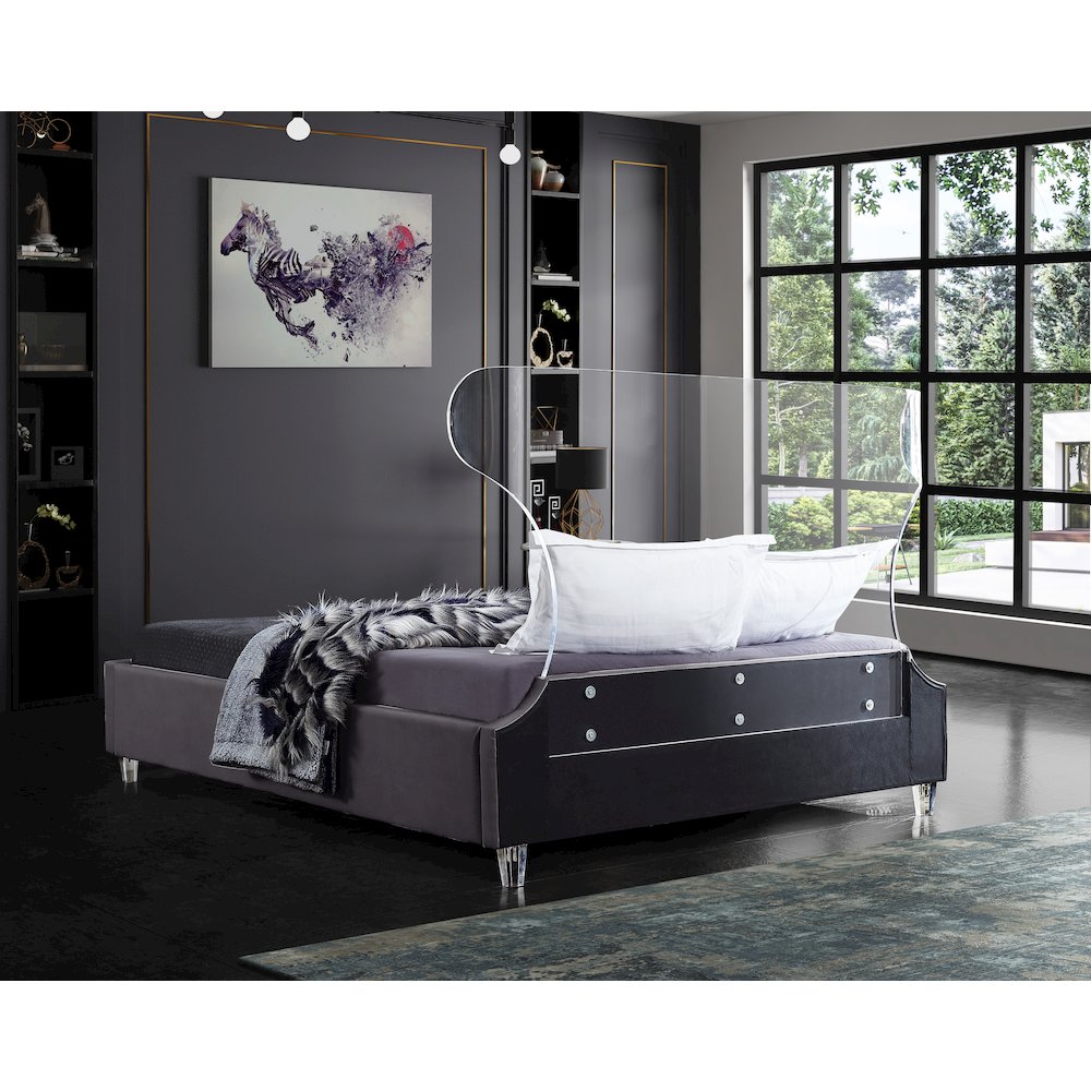 Ghost Grey Velvet Full Bed