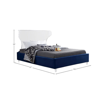 Ghost Navy Velvet Full Bed