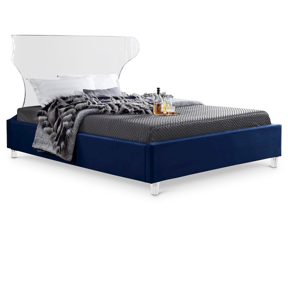 Ghost Navy Velvet Full Bed