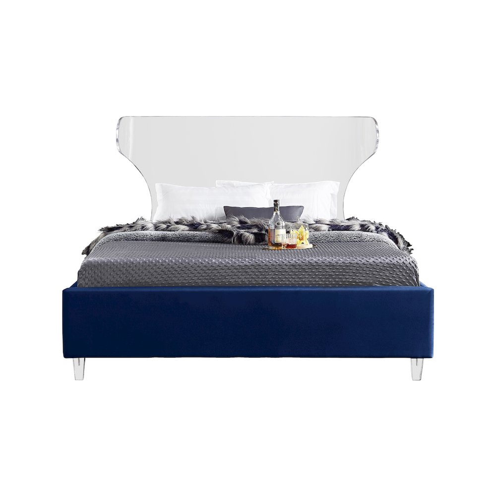 Ghost Navy Velvet Full Bed