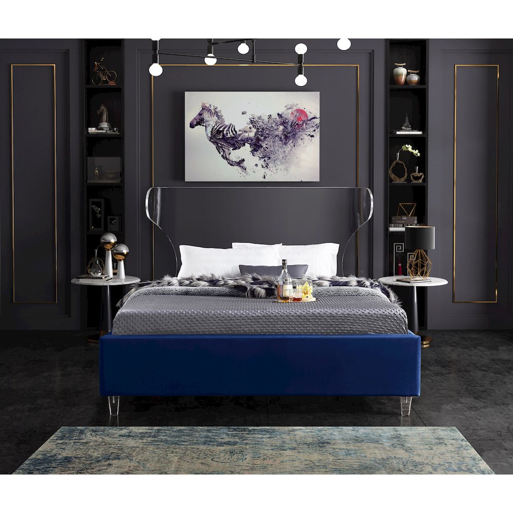 Ghost Navy Velvet Full Bed