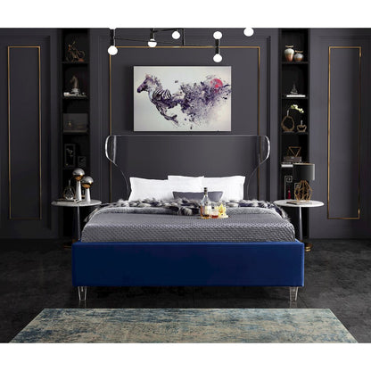 Ghost Navy Velvet Full Bed