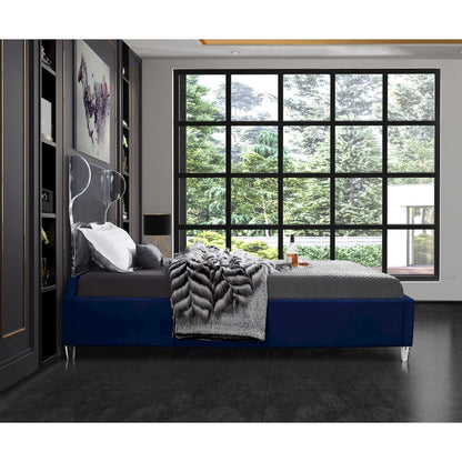 Ghost Navy Velvet Full Bed