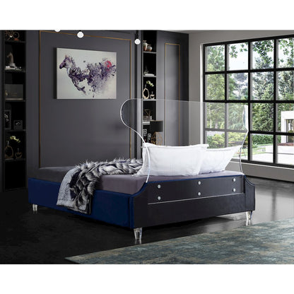 Ghost Navy Velvet Full Bed