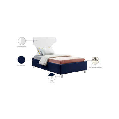 Ghost Navy Velvet Twin Bed
