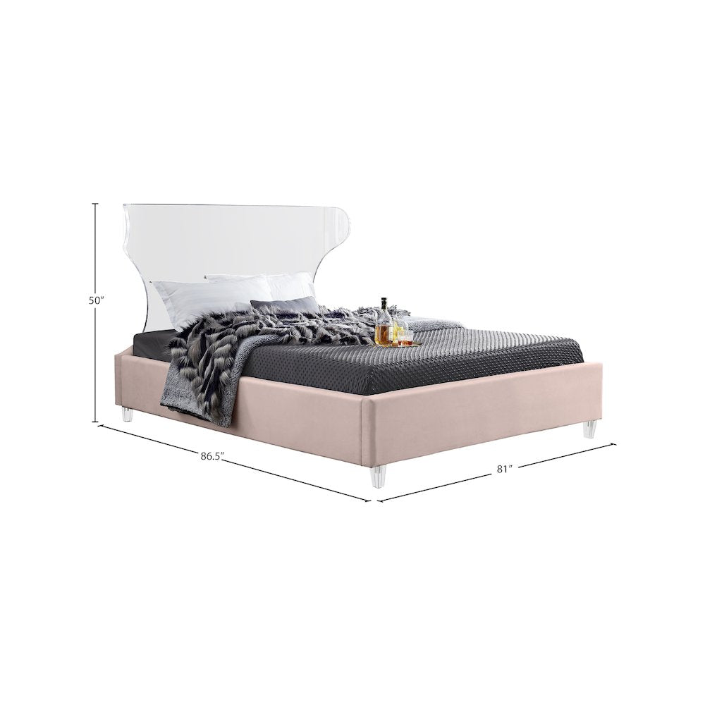 Ghost Pink Velvet King Bed