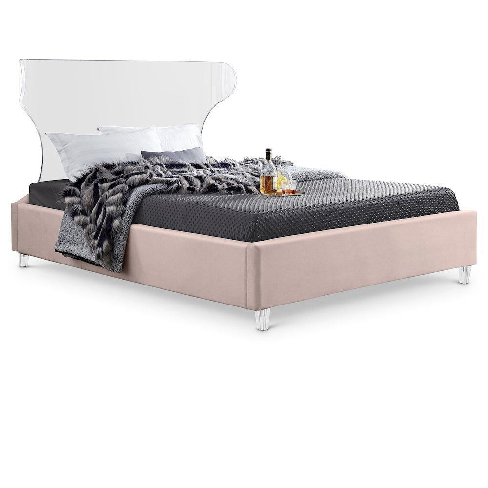 Ghost Pink Velvet King Bed