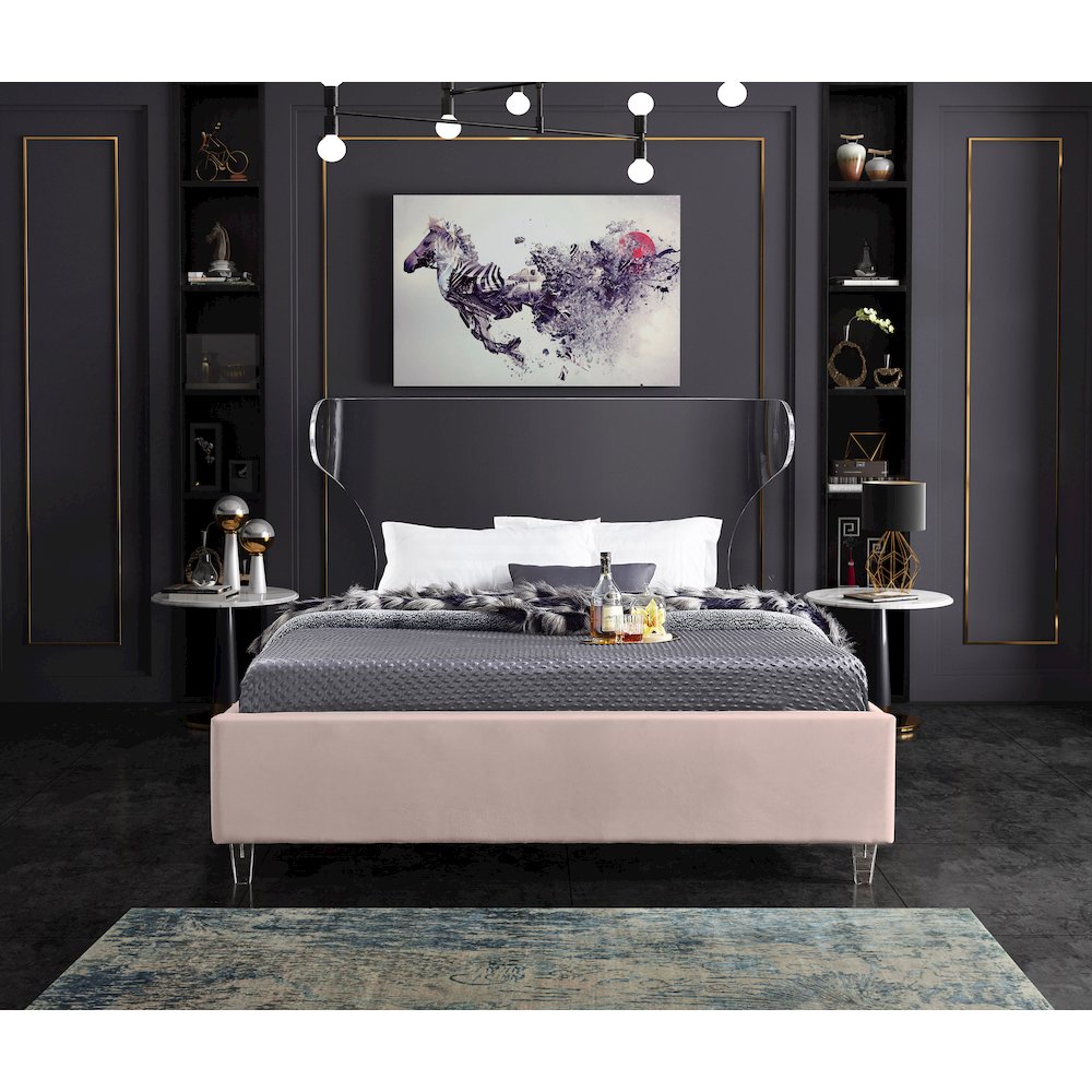 Ghost Pink Velvet King Bed