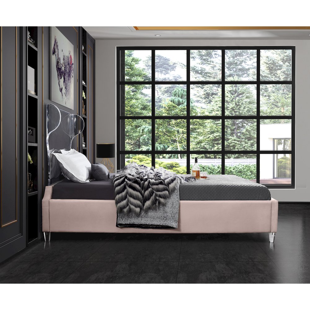 Ghost Pink Velvet King Bed