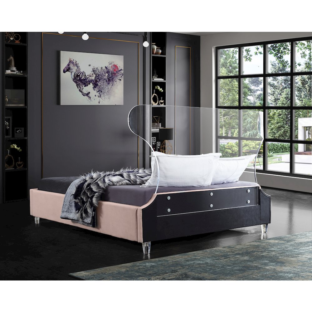 Ghost Pink Velvet King Bed