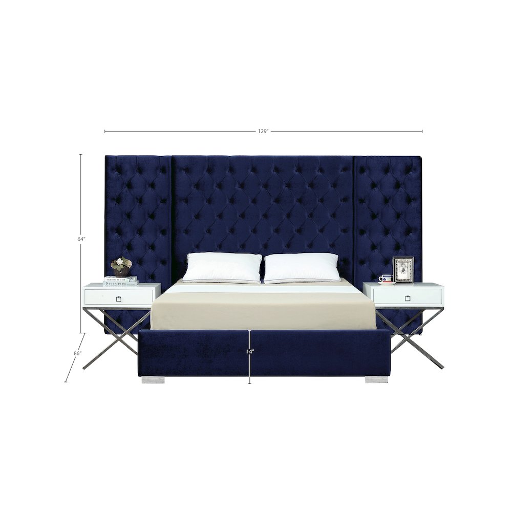 Grande Navy Velvet King Bed