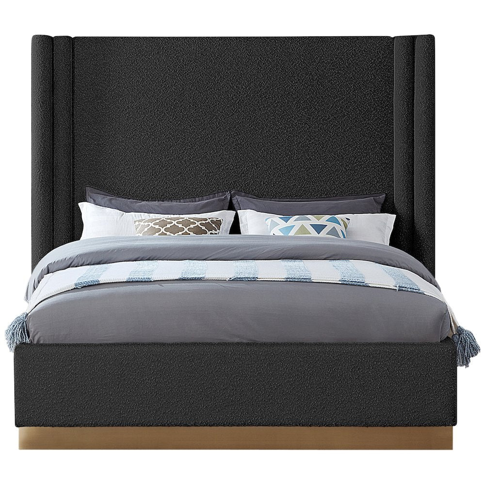 Halton Black Boucle Fabric King Bed