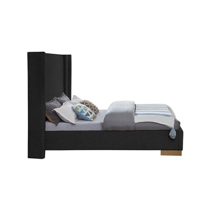 Halton Black Boucle Fabric King Bed