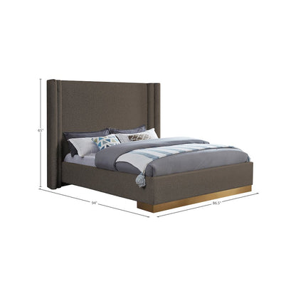 Halton Brown Boucle Fabric King Bed