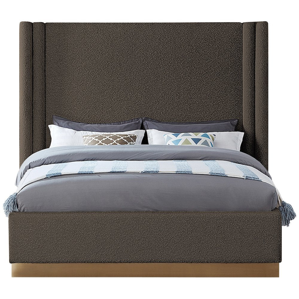 Halton Brown Boucle Fabric King Bed