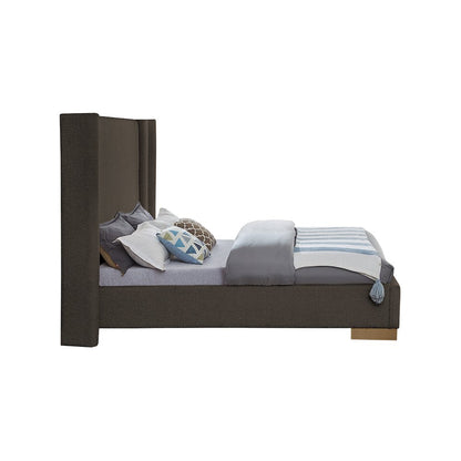 Halton Brown Boucle Fabric King Bed