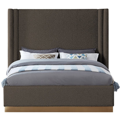 Halton Brown Boucle Fabric Queen Bed