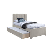 Harper Beige Linen Textured Fabric Twin Trundle Bed