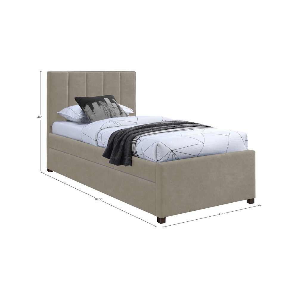 Hudson Beige Vegan Leather Twin Trundle Bed