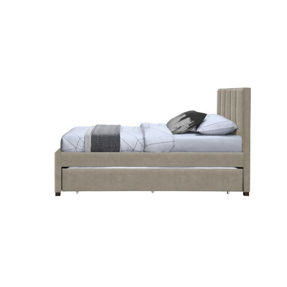 Hudson Beige Vegan Leather Twin Trundle Bed