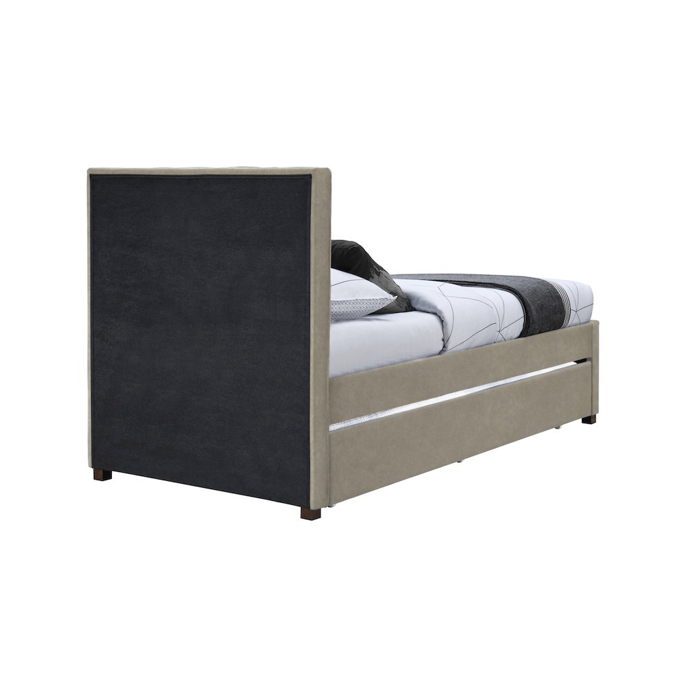 Hudson Beige Vegan Leather Twin Trundle Bed