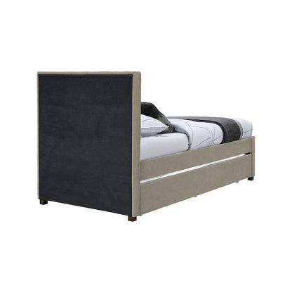 Hudson Beige Vegan Leather Twin Trundle Bed
