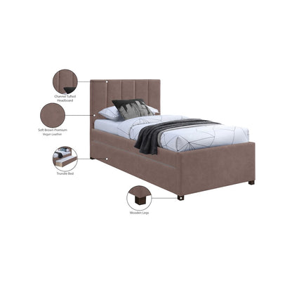 Hudson Brown Vegan Leather Twin Trundle Bed