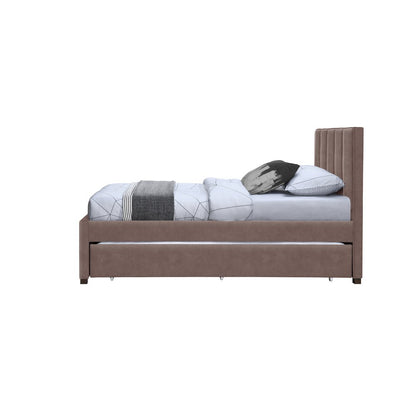 Hudson Brown Vegan Leather Twin Trundle Bed