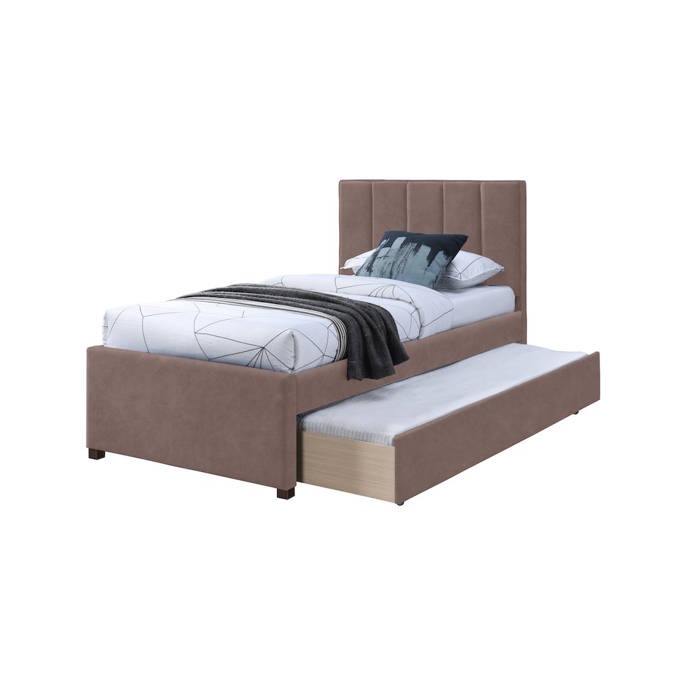 Hudson Brown Vegan Leather Twin Trundle Bed