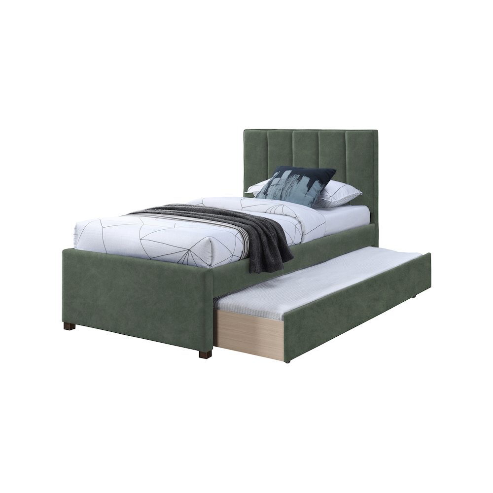 Hudson Green Vegan Leather Twin Trundle Bed