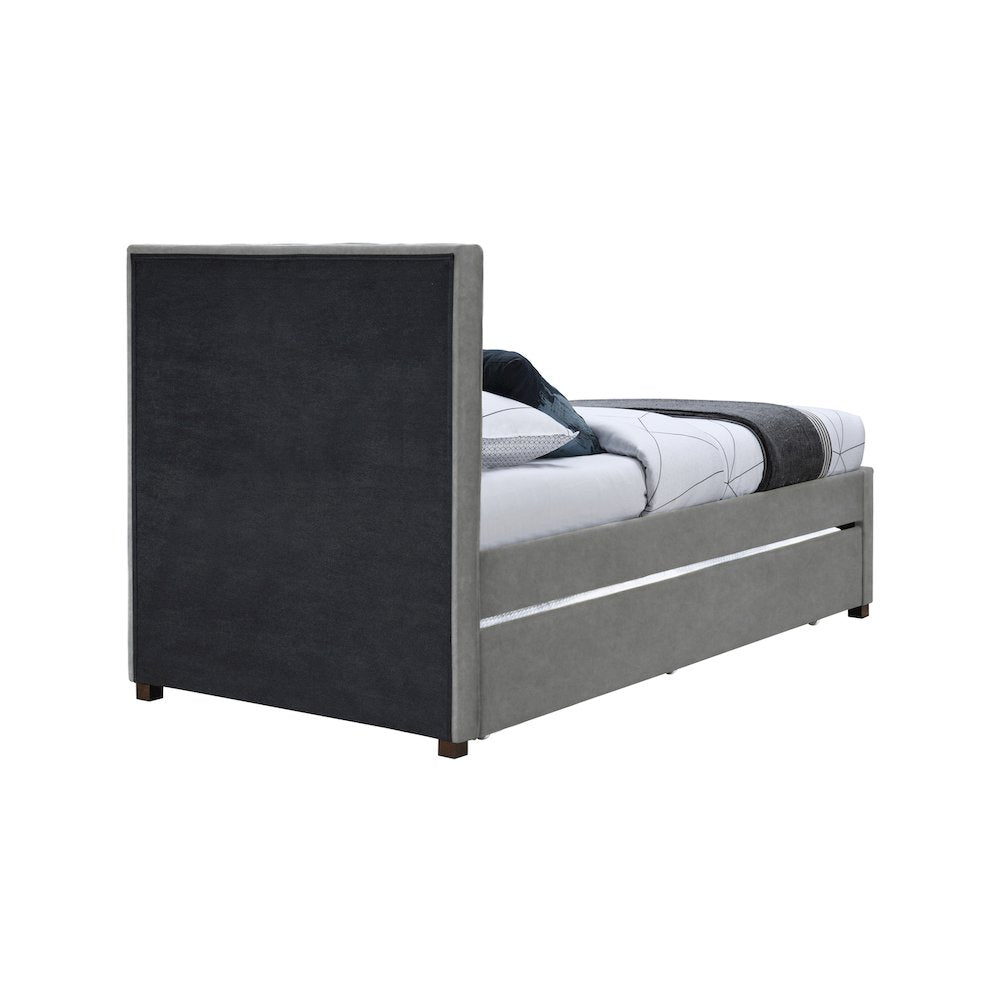 Hudson Grey Vegan Leather Twin Trundle Bed