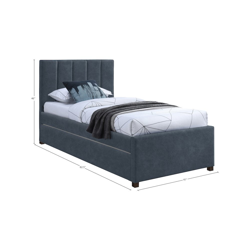 Hudson Navy Vegan Leather Twin Trundle Bed