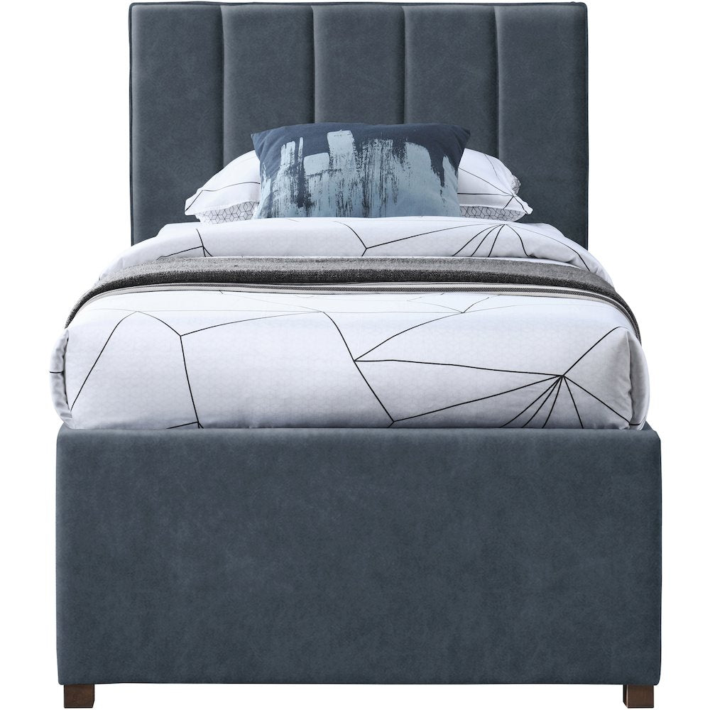 Hudson Navy Vegan Leather Twin Trundle Bed