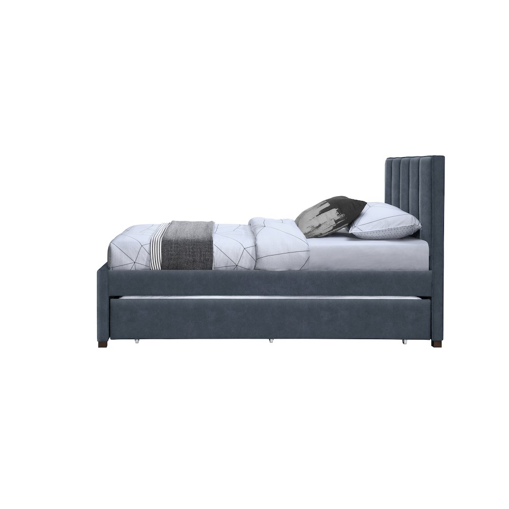 Hudson Navy Vegan Leather Twin Trundle Bed