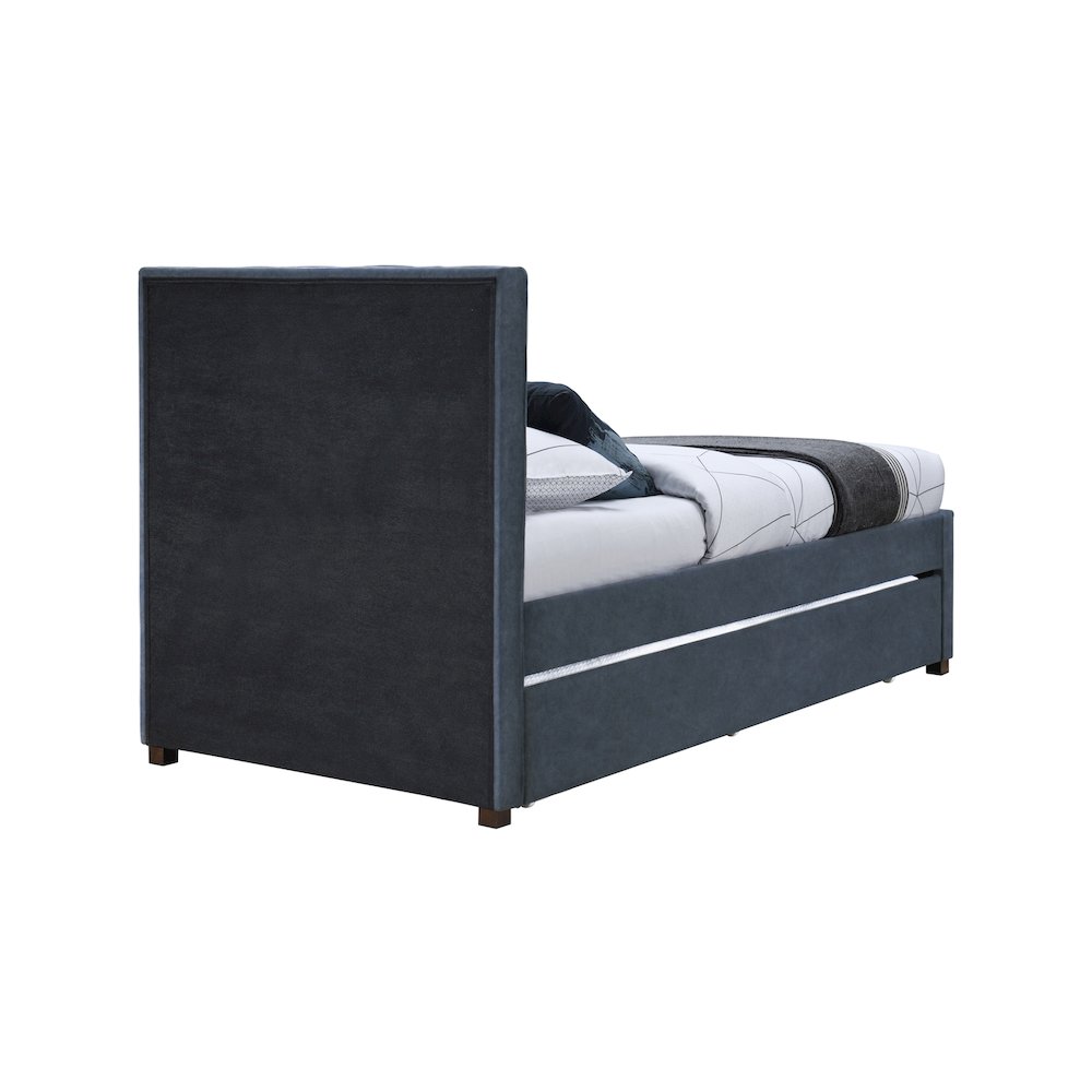 Hudson Navy Vegan Leather Twin Trundle Bed