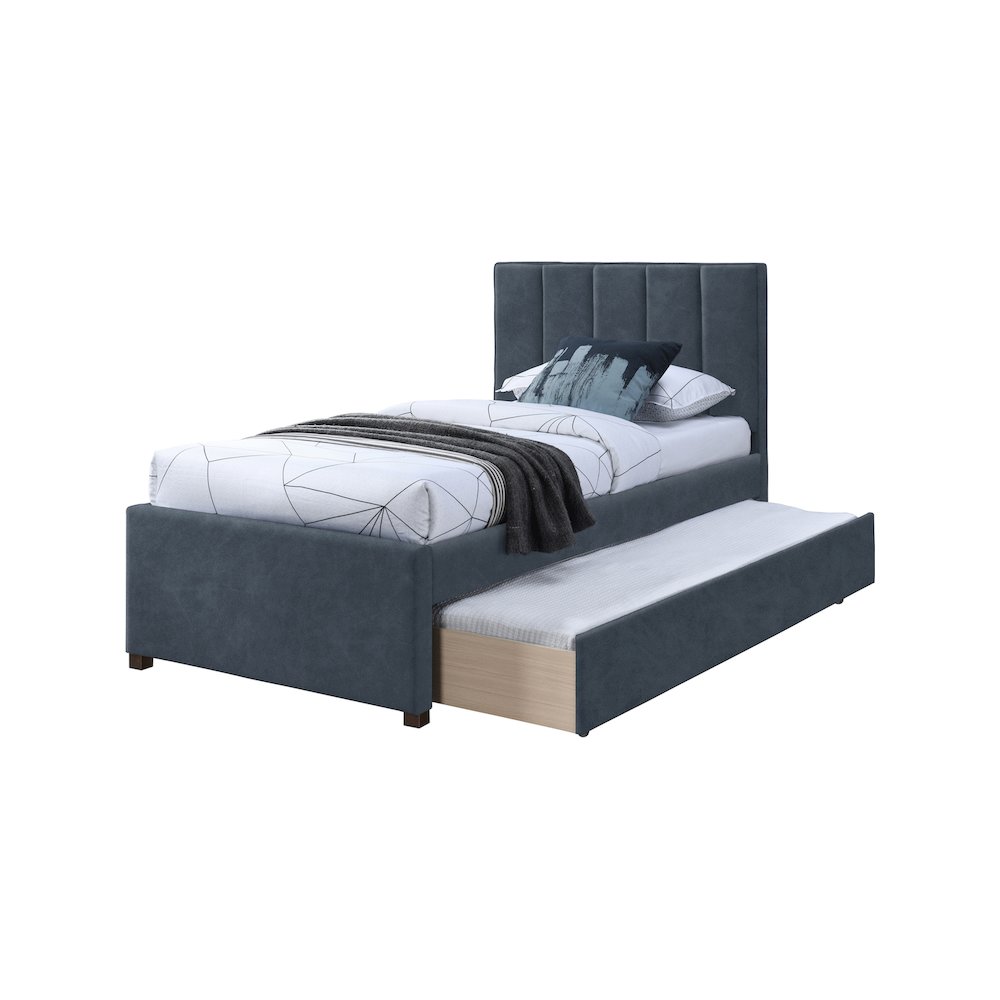 Hudson Navy Vegan Leather Twin Trundle Bed