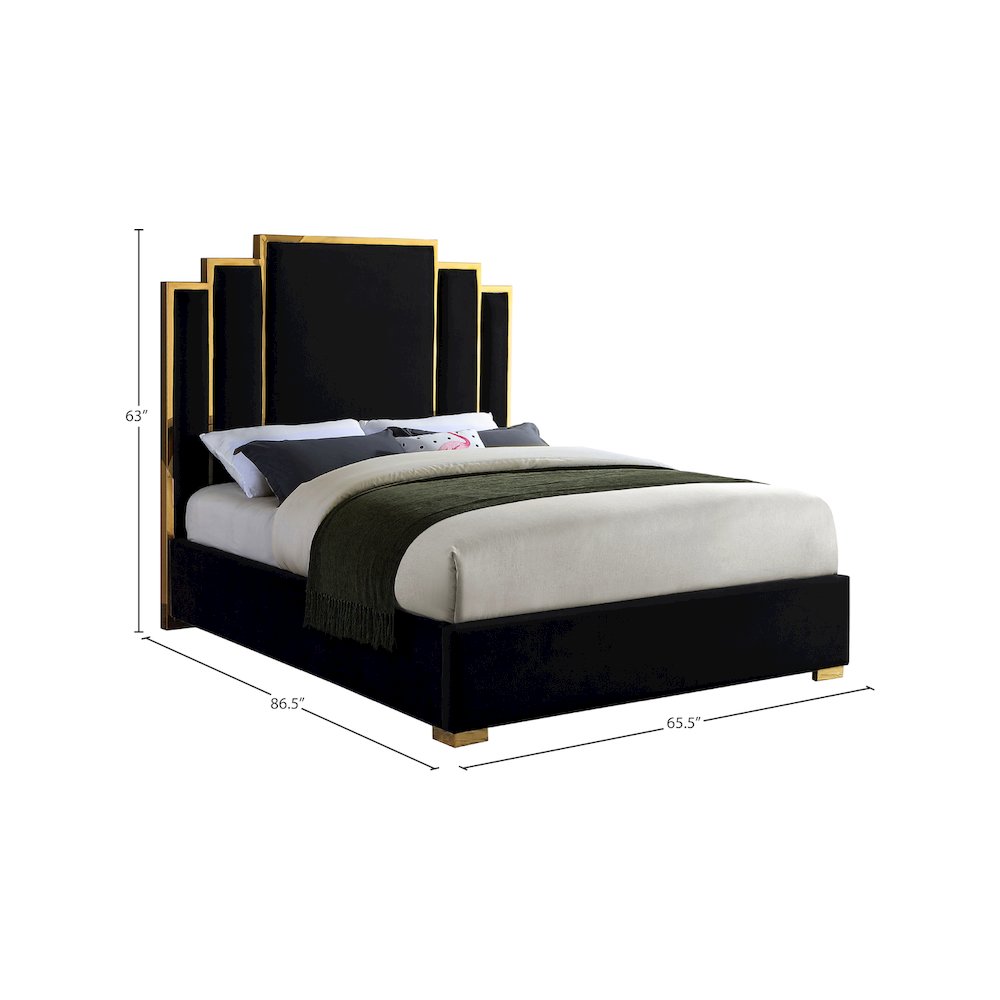 Hugo Black Velvet Queen Bed