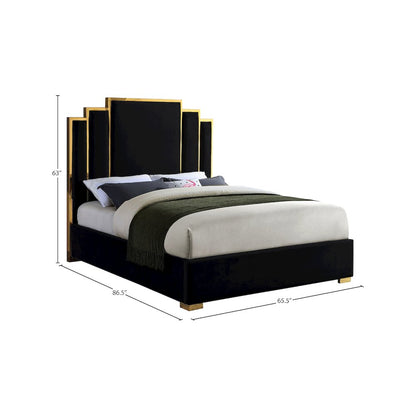 Hugo Black Velvet Queen Bed