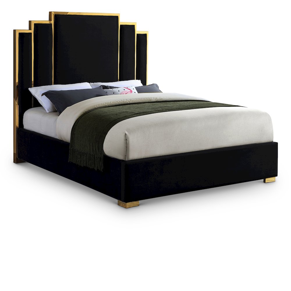Hugo Black Velvet Queen Bed