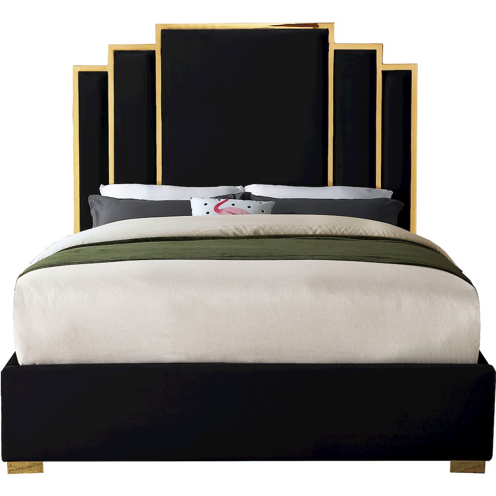 Hugo Black Velvet Queen Bed