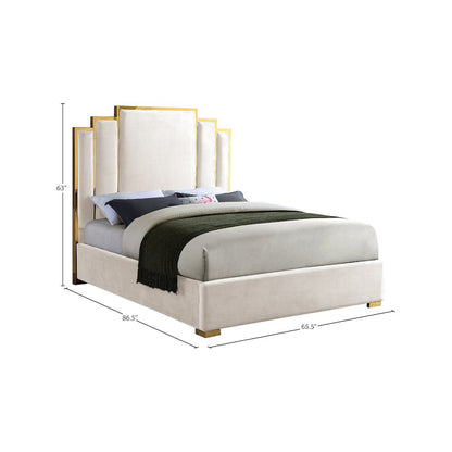 Hugo Cream Velvet Queen Bed