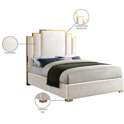 Hugo Cream Velvet Queen Bed