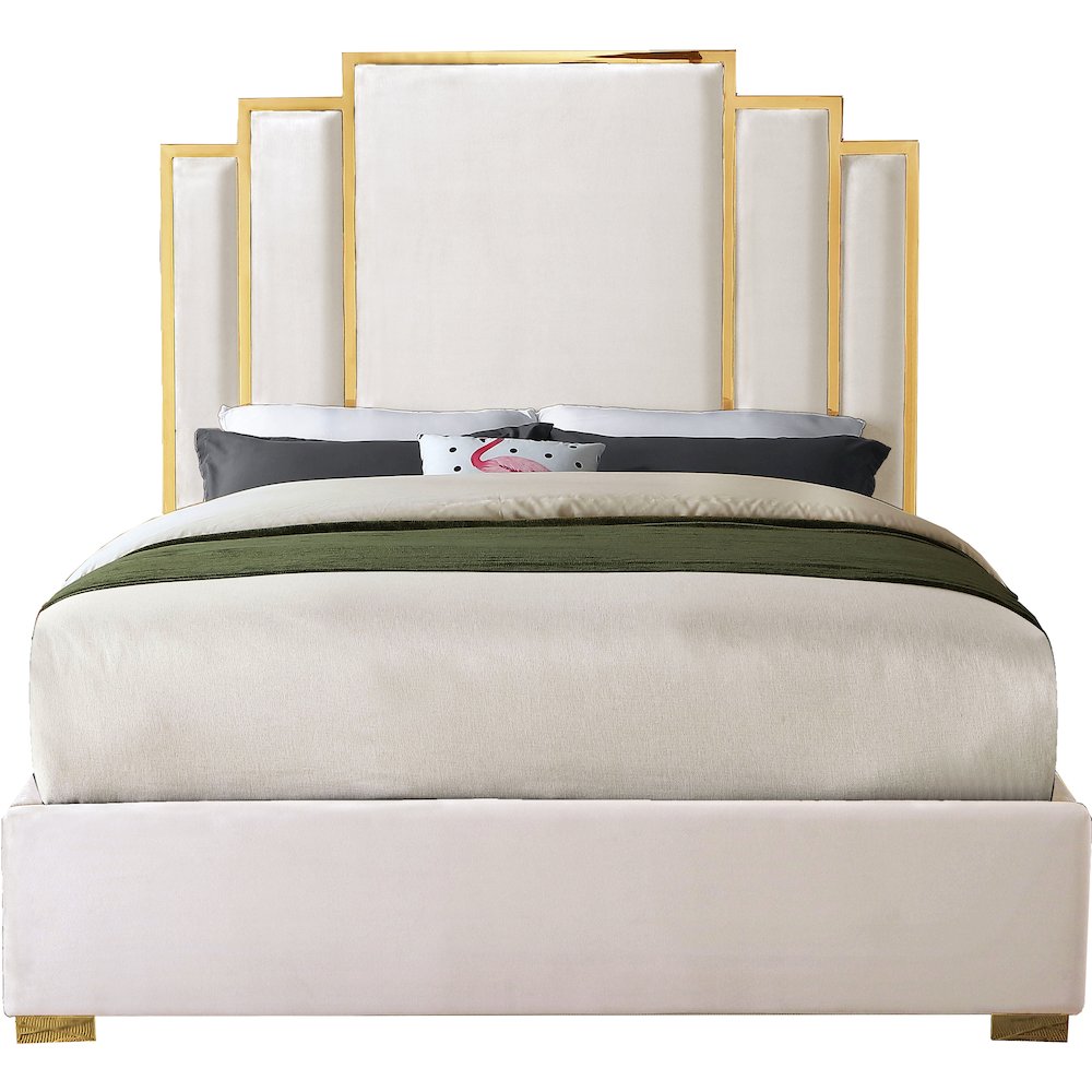 Hugo Cream Velvet Queen Bed