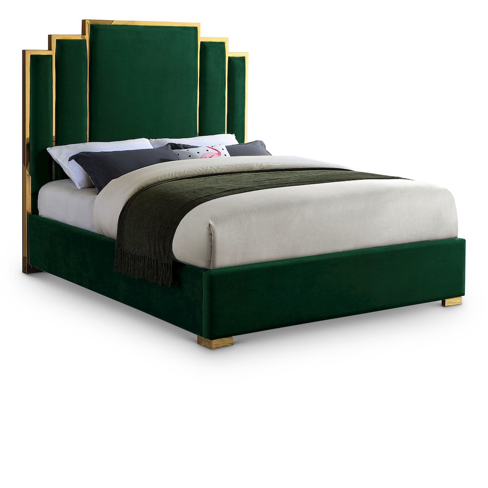 Hugo Green Velvet Queen Bed