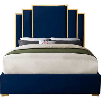 Hugo Navy Velvet King Bed