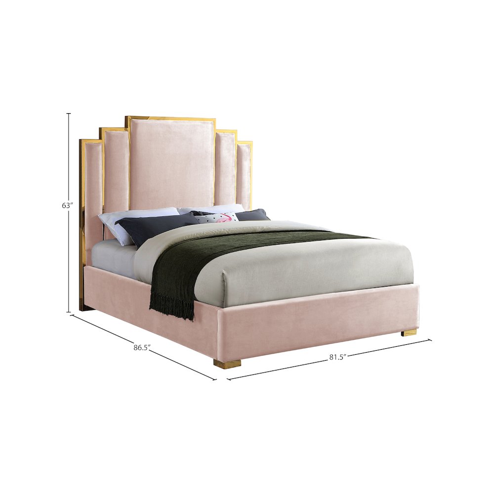 Hugo Pink Velvet King Bed