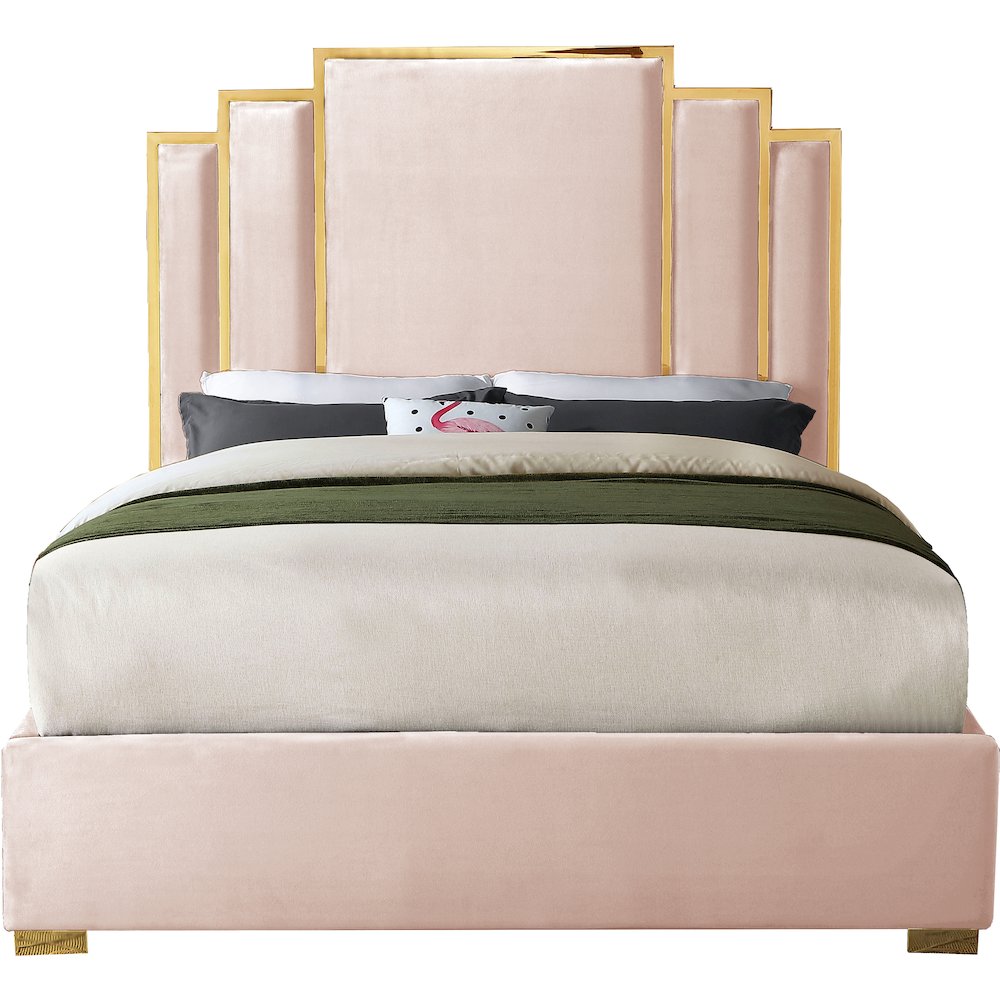 Hugo Pink Velvet King Bed