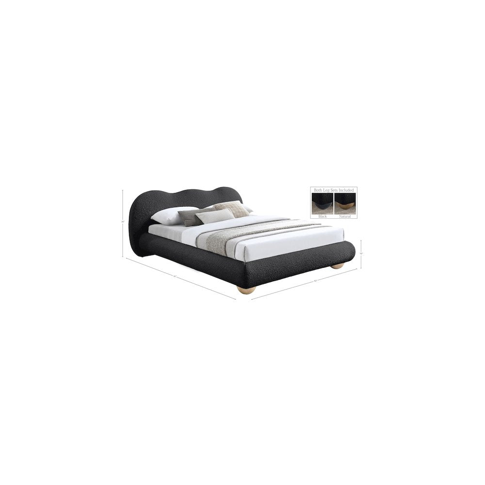 Hyde Black Boucle Fabric King Bed