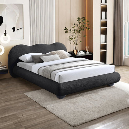 Hyde Black Boucle Fabric King Bed