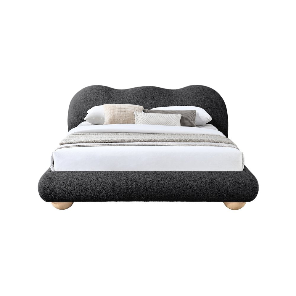 Hyde Black Boucle Fabric King Bed
